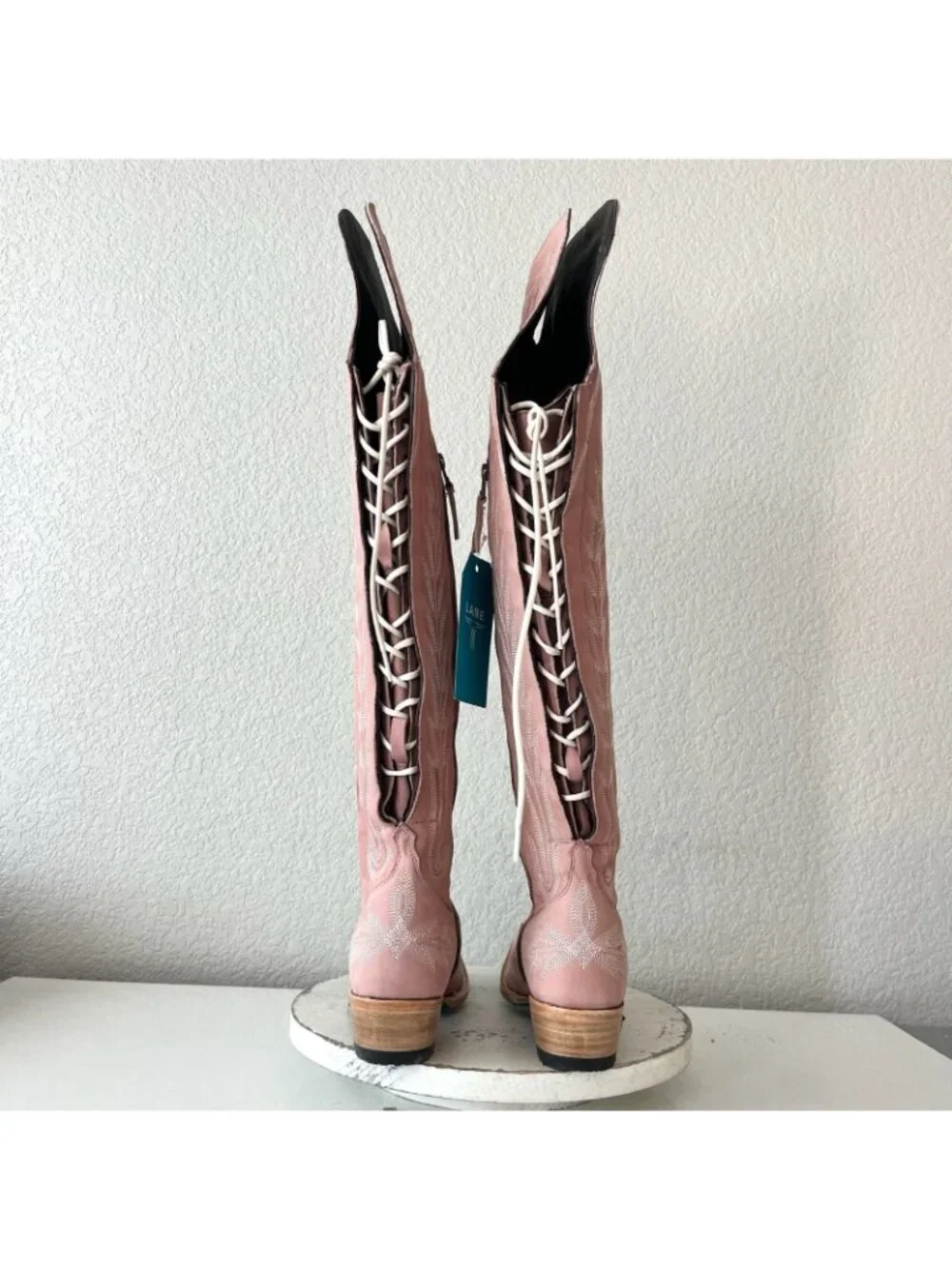 Lane LEXINGTON Over the Knee Womens Cowboy Boots 8.5 Pink Western Cowgirl Tall